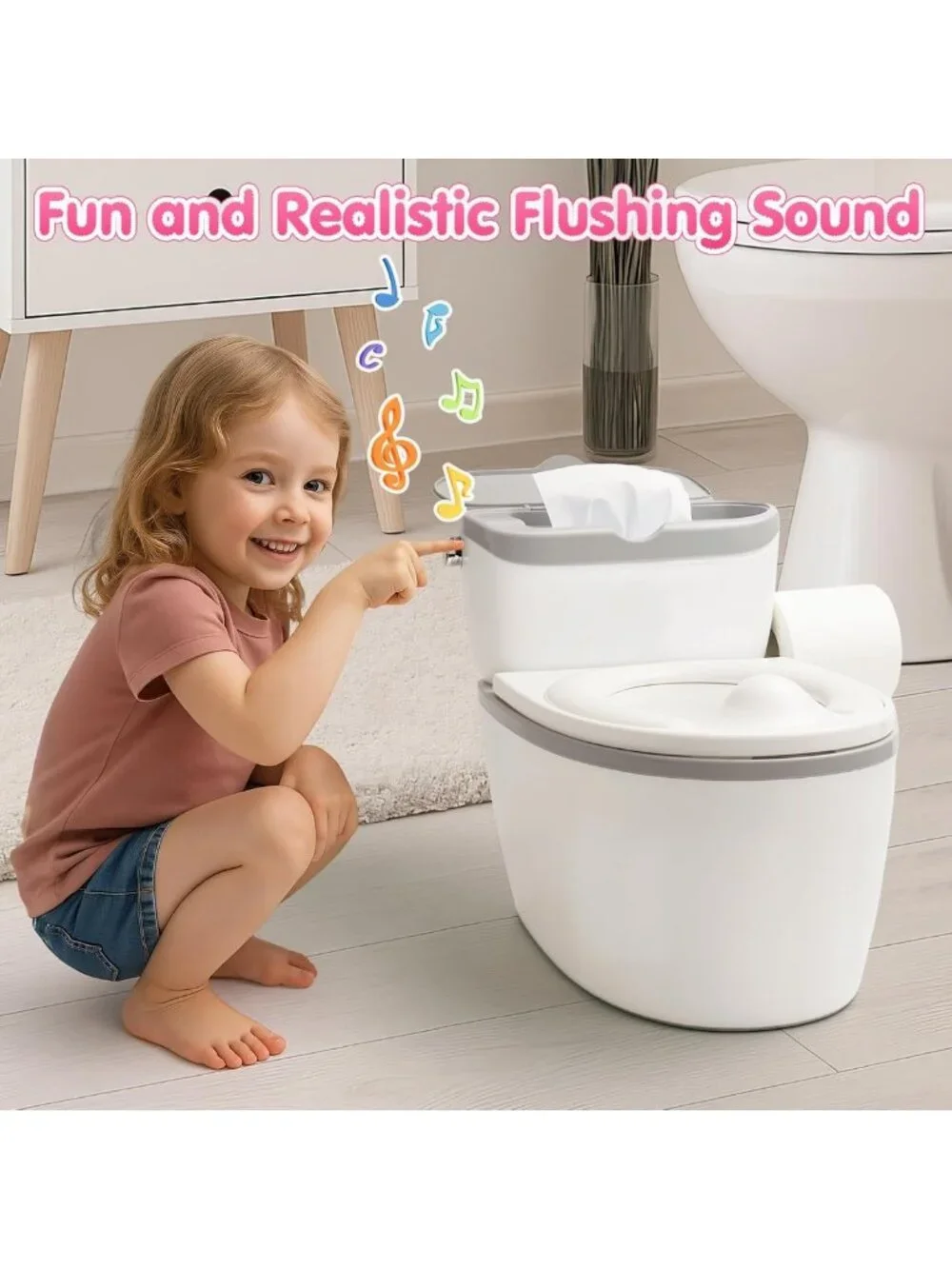 3-in-1 Toddler Potty Training Seat with Flushing Sound & Storage, Ages 6 Months